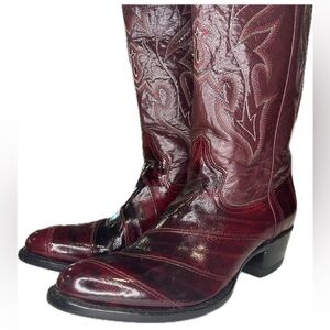 RODEO BRAVO Boot Red Leather Embossed Western Cowboy Boots Men's Mex 28.5 US 9.5